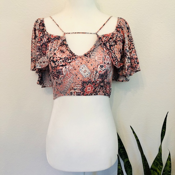 Olivaceous Boho Off The Shoulder Crop Top | Size S - Picture 4 of 10